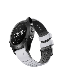 Ремешок дышащий Athlet 22 мм. для Garmin Fenix 7/6/5, EPIX 2, MARQ, Forerunner 935 / 945 / 955 / 965, instinct, instinct 2 двухцветный силиконовый быстросъемный (Белый/Черный)