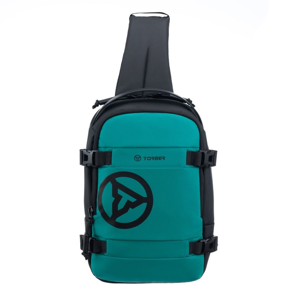 Рюкзак Torber Xtreme на одно плечо, зелёный/чёрный, 20х8х31 см, 5л