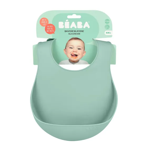 Детский силиконовый нагрудник Beaba Silicone Bib Sage Green