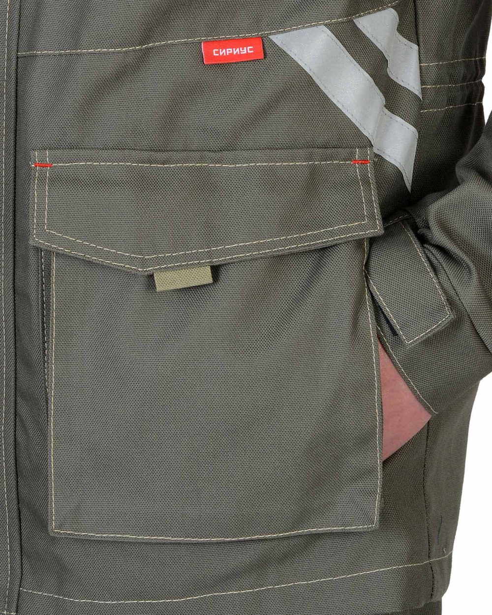 Куртка ВЕСТ-ВОРК удлиненная, т.оливковый со св.оливковым