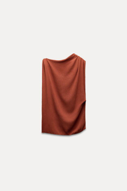 ZARA ТОП АСИММЕТРИЧНОГО КРОЯ В СТИЛЕ РУСТИК, МЕДНЫЙ