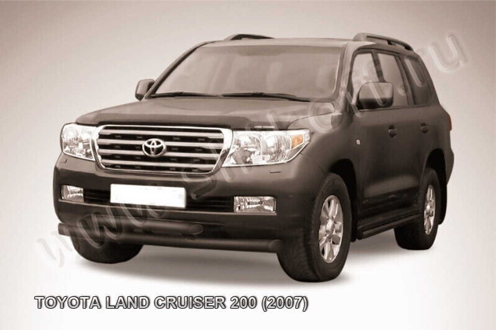 Защита переднего бампера Toyota Land Cruiser 200 (2007-2012) d76+d57 серебристая