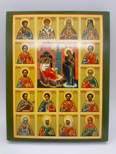 Собор святых целителей 16х13 икона на левкасе