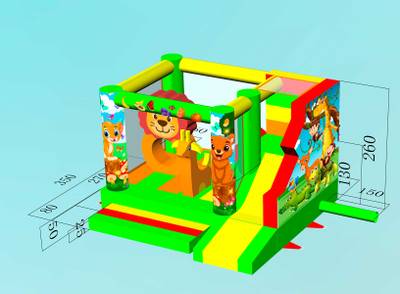 Коммерческий надувной батут «Мини джунгли» с горкой, 4*3,5*2,6 м.