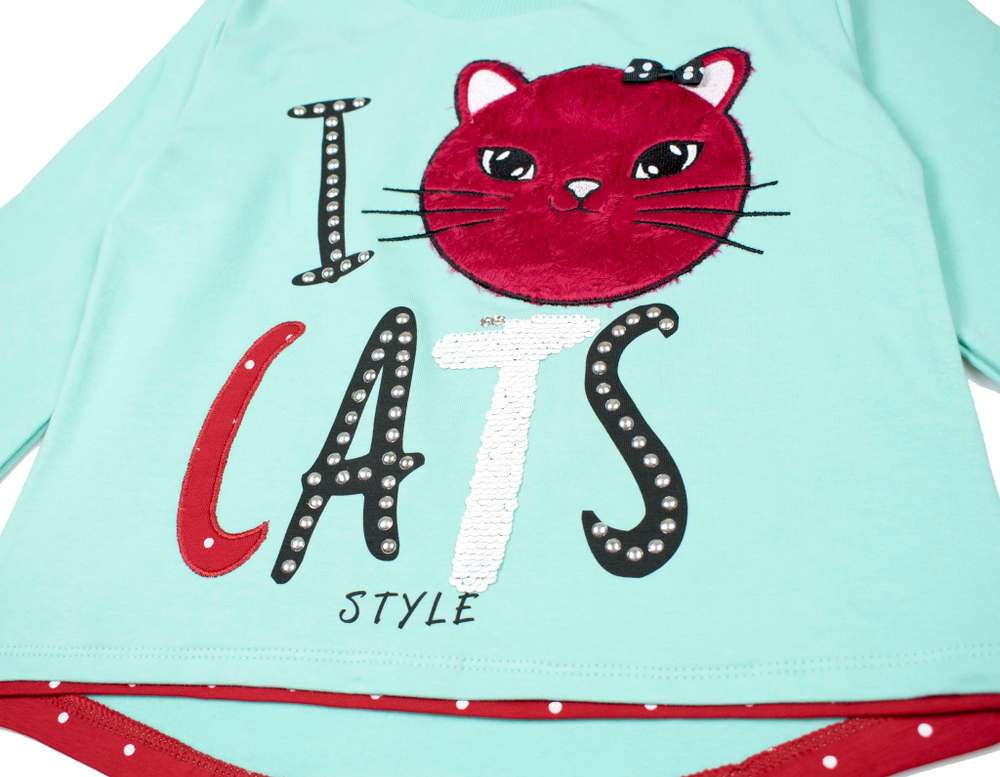 свитшот утепленный Кошка стиль начес 1798