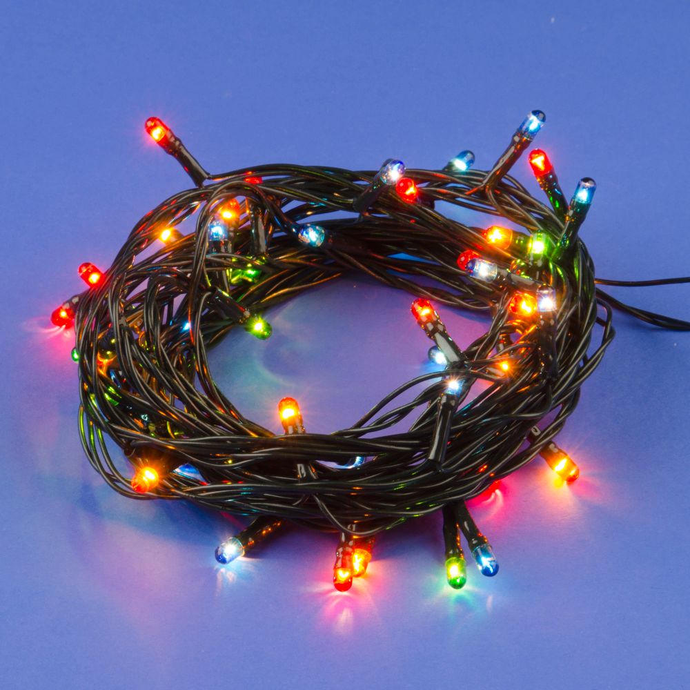 UDL-S0500-050-DGA MULTI IP20 MINI Гирлянда с контроллером. 5м. 50 миниламп накаливания. Разноцветный свет. Провод зеленый. TM Uniel.