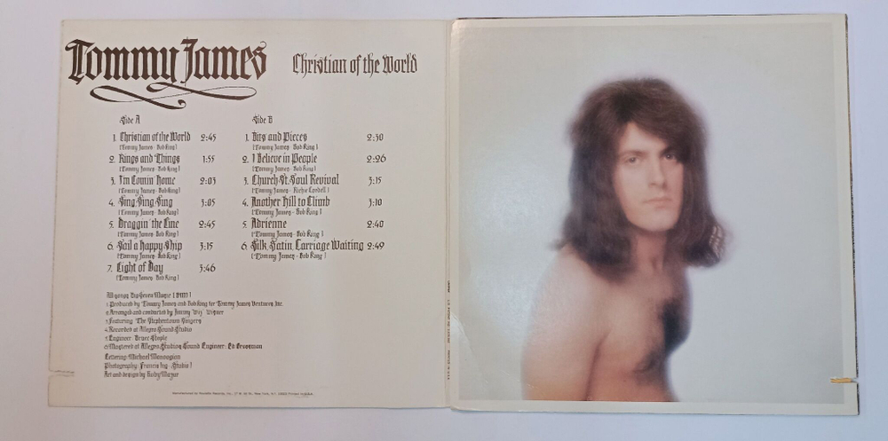 Винтажная виниловая пластинка LP Tommy James Christian Of The World (USA 1971)