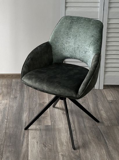 Стул BERRIES 360 град., Зеленый Loris-39, велюр/темно-зеленый 7525-156, велюр/ черный каркас