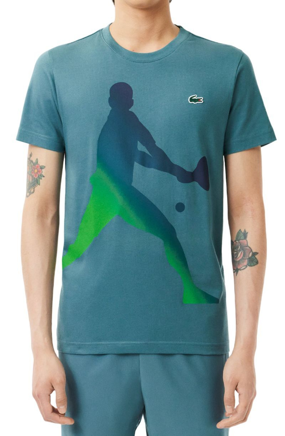 Мужская теннисная футболка Lacoste Tennis X Novak Djokovic T-Shirt & Cap Set - hydro blue