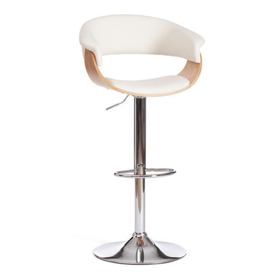 Барный стул VIMTA (mod.4021S) металл/дерево/экокожа, 60х51х91,5-112,5 см, высота сиденья 61,5-82,5 см, белый/натуральный/хром