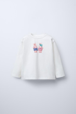 ZARA ЛОНГСЛИВ С РЕЛЬЕФНЫМ ПРИНТОМ, ЦВЕТ ФУКСИИ