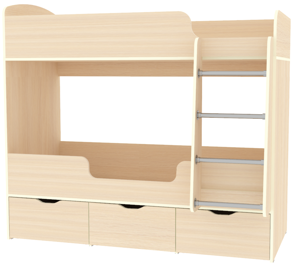 Кровать двухъярусная КарИВи Малыш Двойняшка  Дуб Молочный  Дуб Молочный