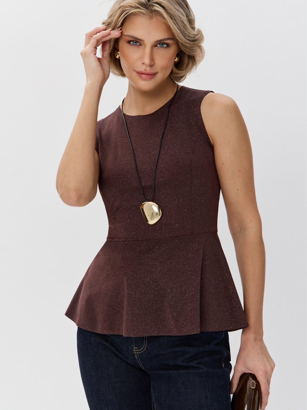 Вечерний топ-блузка с баской