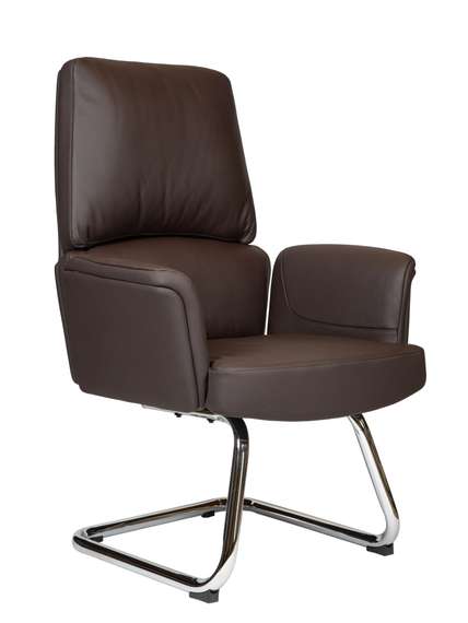 Кресло офисное Норден / Бонно CF / Bonno CF  / коричневая кожа / алюминевая база