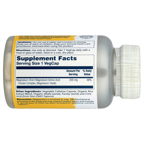 Solaray, магний, 200 мг, 100 капсул VegCap