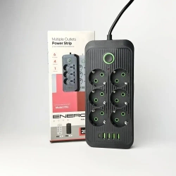 Сетевой фильтр, Гибридный удлинитель 2500 Вт 6 розеток 5 метров 4 USB 1 Type-C (тройник для розетки) с предохранителем, с единым выключателем