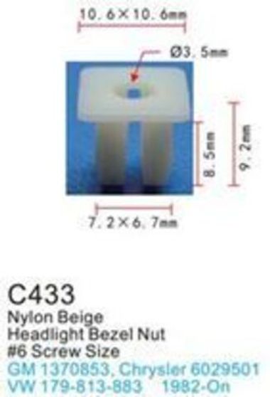 Клипса для крепления внутренней обшивки а/м Крайслер пластиковая (100шт/уп.) Forsage клипса C0433(Chrysler)