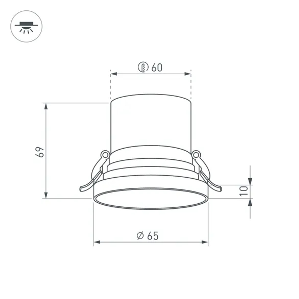 Светильник MS-VOLCANO-BUILT-R65-6W Warm3000 (WH, 38 deg, 230V) (Arlight, IP20 Металл, 5 лет) 033662