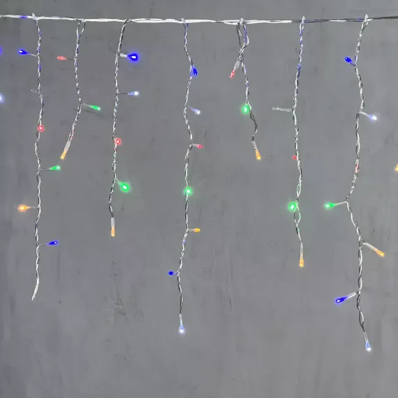 Светодиодная бахрома 4,9*0,5 м., 240 разноцветных LED ламп, мерцание, прозрачный провод ПВХ, Beauty Led (PIL240BLW-10-2M)