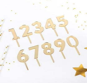 Набор топперов на торт «Цифры», 10 шт, 8х3 см, цвет золото