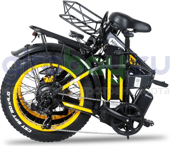 Электровелосипед Minako F10 Pro Dual 48V/20Ah (полный привод) 2025 года - Желтый обод фото №3