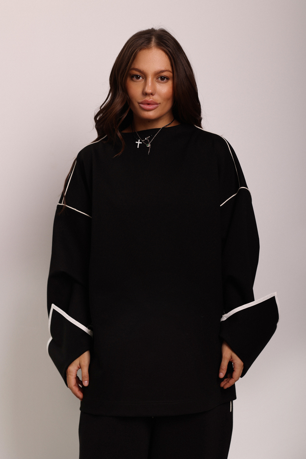 Джемпер с кантами из джерси