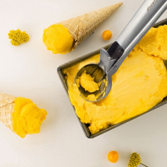 Ложка для мороженого Kamille KM 8859 (18,5х5 см) из нержавеющей стали с выталкивателем