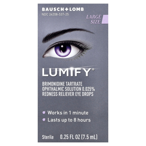 Lumify, глазные капли, для снятия покраснений, большое количество, 7,5 мл (0,25 жидк. унции)