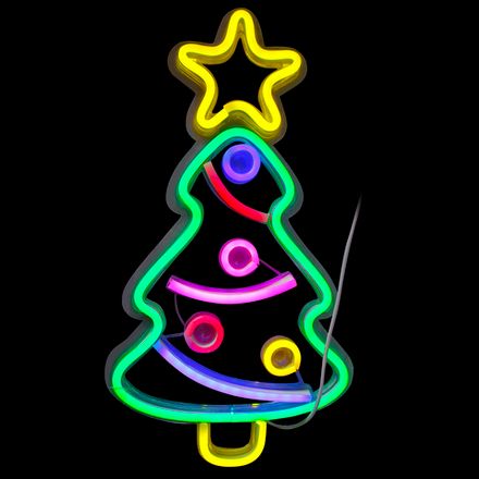 Световая фигура "Ёлочка с игрушками" цветная, 22х40см