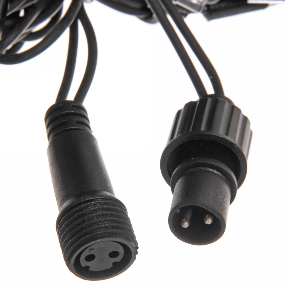 Гирлянда для улицы 11м 100 ламп LED чёрный провод, 8 реж, IP-65, Теплый белый (возможность соединения)