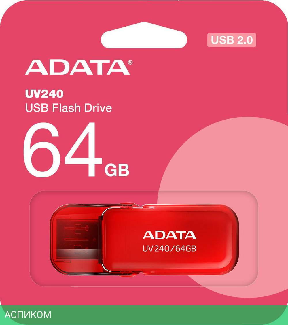 USB Flash-накопитель A-Data AUV240-64G-RRD 64GB красный