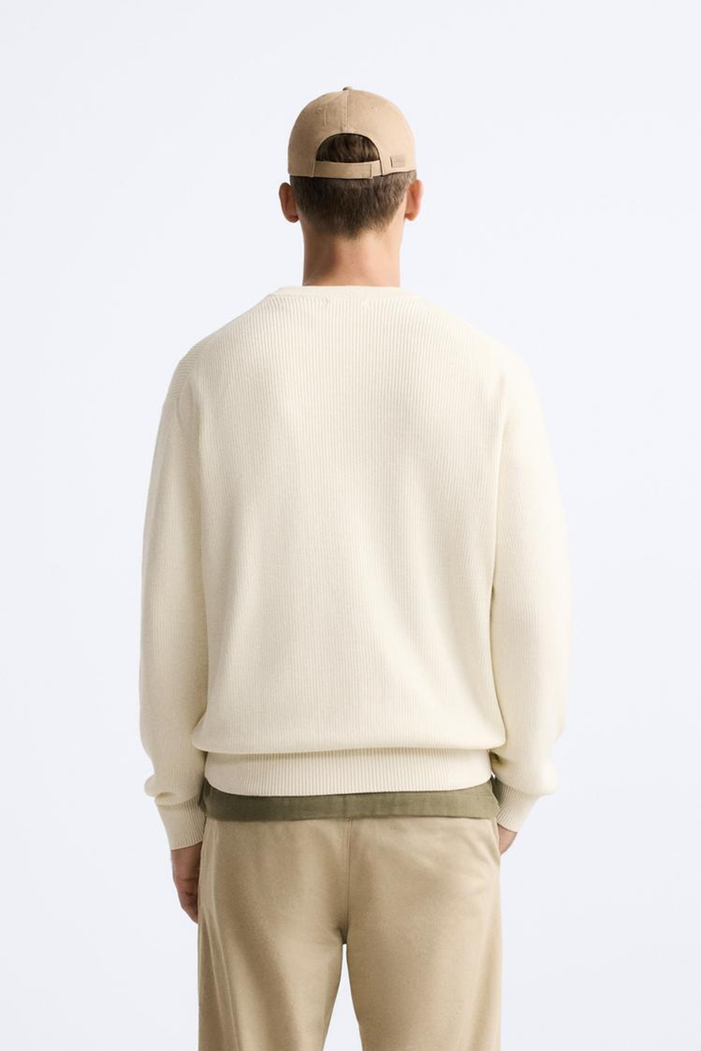 ZARA СВИТЕР ЖЕМЧУЖНОЙ ВЯЗКИ, ЭКРЮ