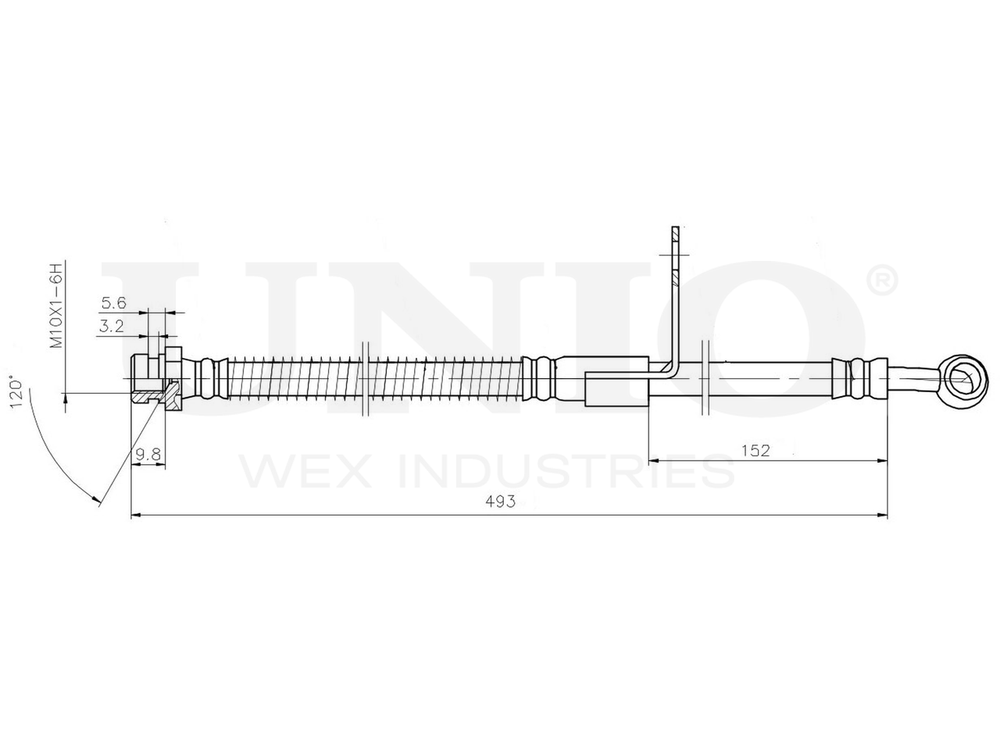 Шланг тормозной передний левый UNIO BRH-10054