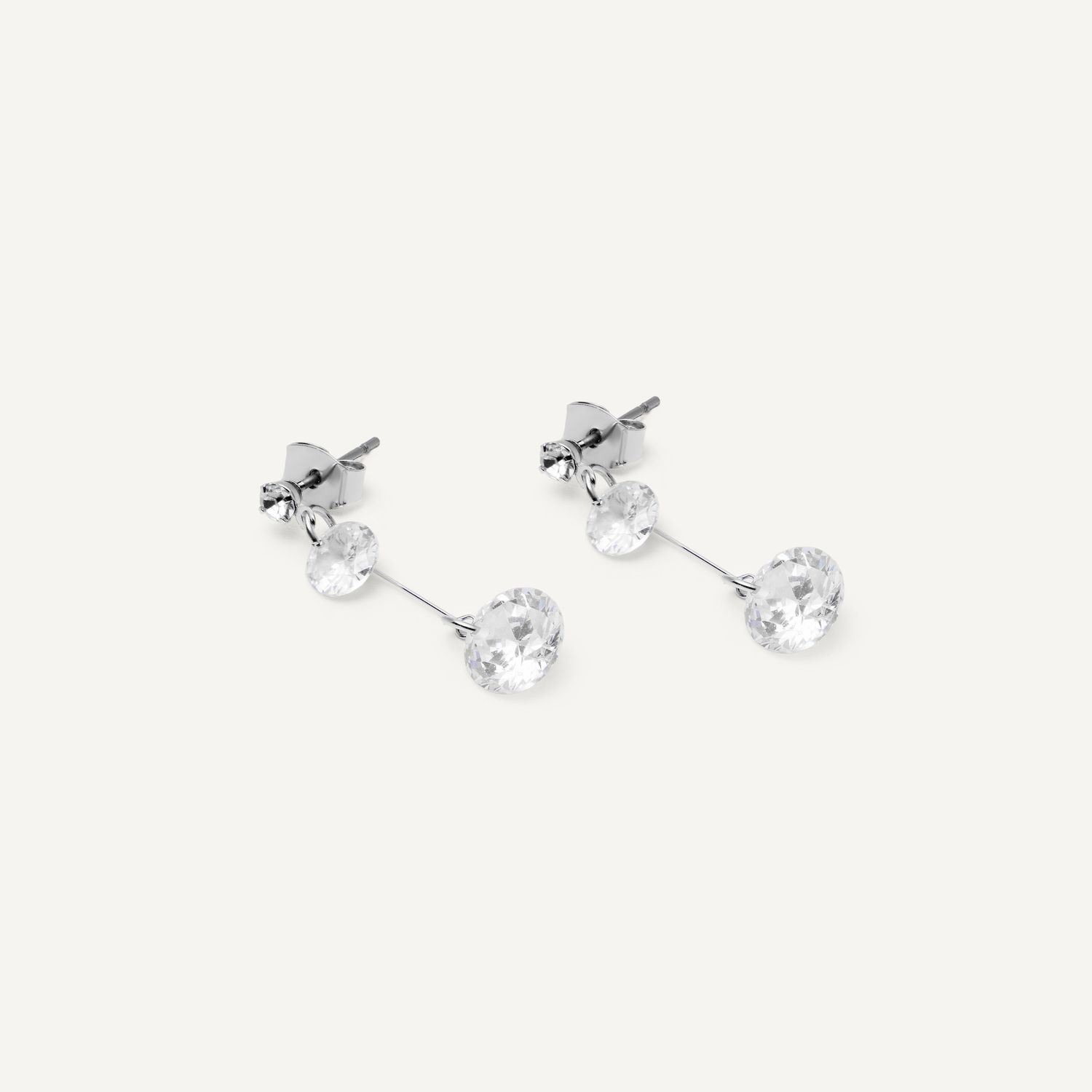 Серьги Double Crystal Earrings - Silver