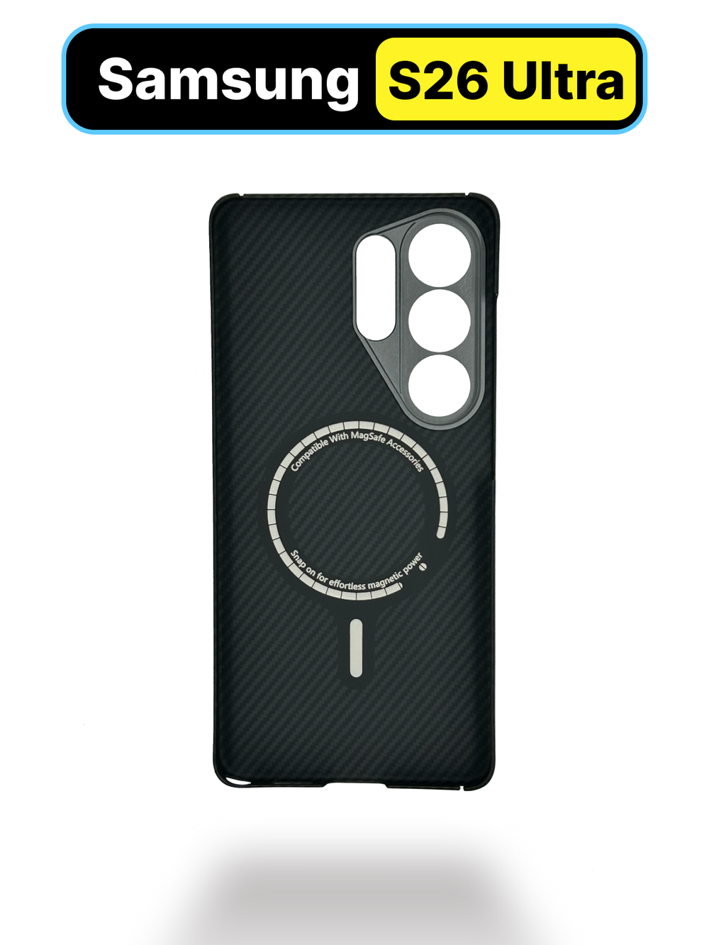 Карбоновый чехол MosSeller для Samsung Galaxy S26 Ultra с Магсейф, черный