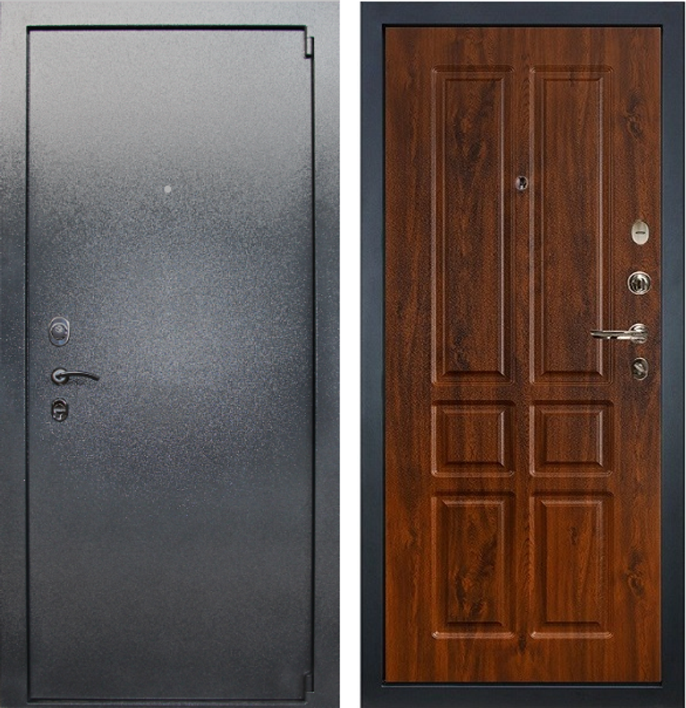 Входная металлическая дверь Лекс 3 БАРК Серый букле  №91 Винорит темный дуб