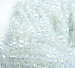 БМ002ДС46 Хрустальные бусины "рондель", белый (имитирующий опал) AB, 4х6 мм, кол-во: 58-60 шт.