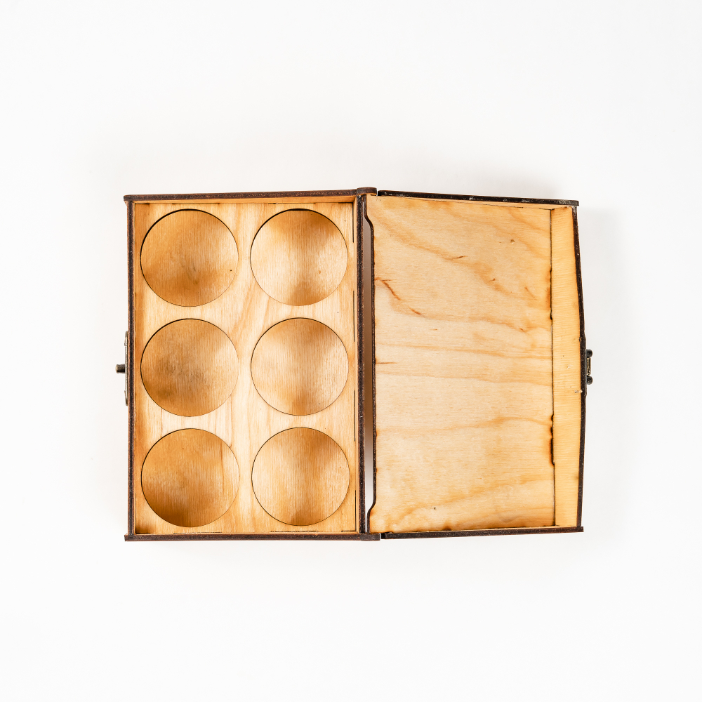 Подарочный деревянный короб для рюмок (стопок) PK49