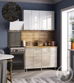 Кухня Нора 1.2м (корпус белый/белый; дуб шале светлый) 26мм кастилло темный