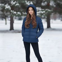 СЦ*Куртка утепленная с капюшоном жен. MIKASA MT913-036-XS, р.XS, полиэстер, нейлон, синий