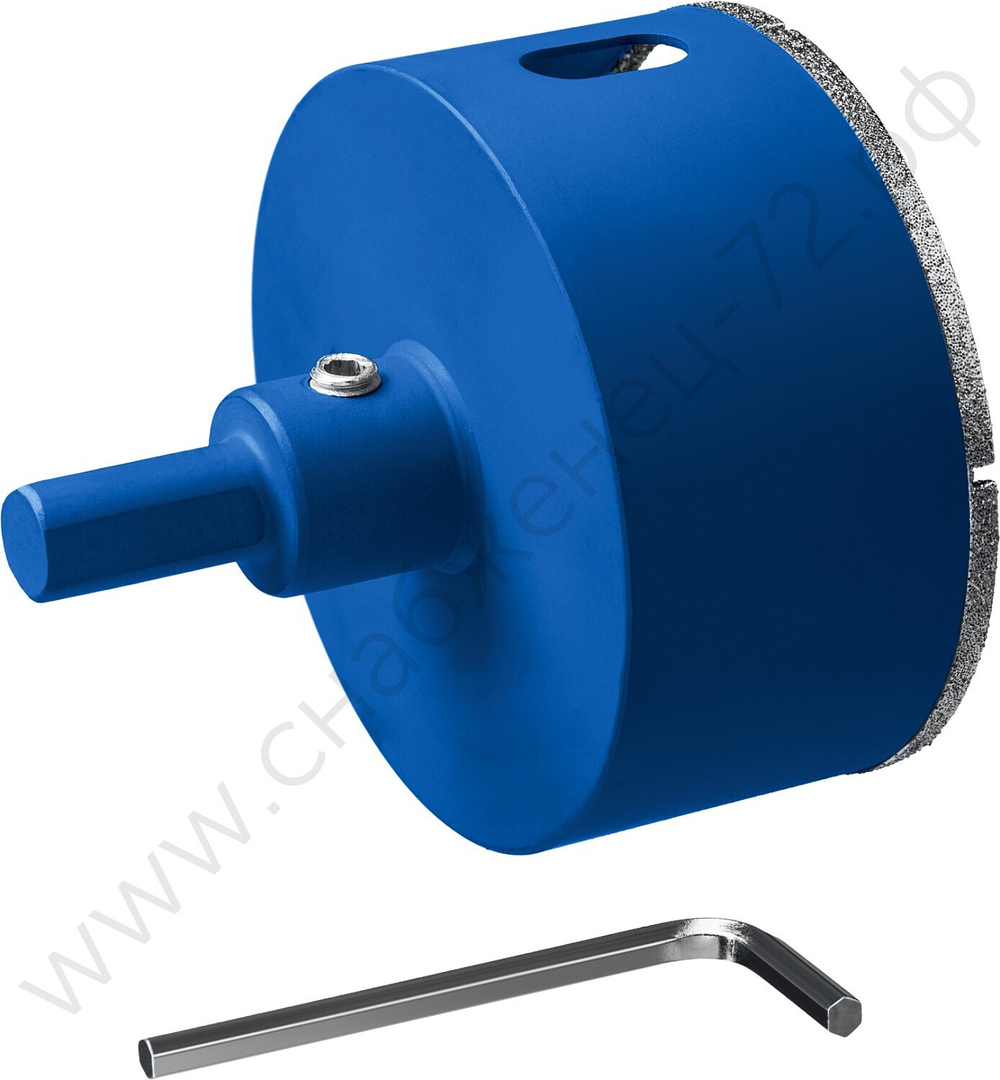 ЗУБР АГК d 53 мм (центр. сверло, трехгр. хвост, Р60), Алмазная коронка, Профессионал (29850-53)