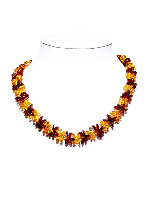 Бусы из цельного янтаря "коса", бусины 7 на 4 мм, длина 45 см