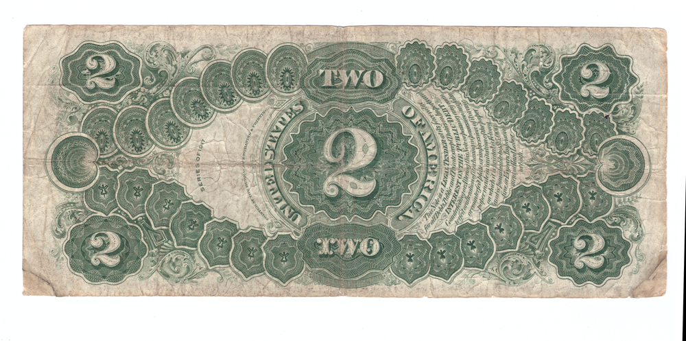 2 доллара 1917 год США Джефферсон Капитолий. Редкая банкнота F-