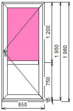 Дверь из ПВХ 1950 х 850
