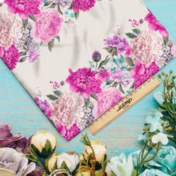 Ткань кулирная гладь полоски букетов