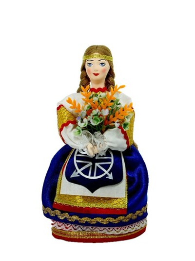Кукла сувенирная фарфоровая. Девушка с колосьями пшеницы. г.Ялуторовск, Тюменская обл.