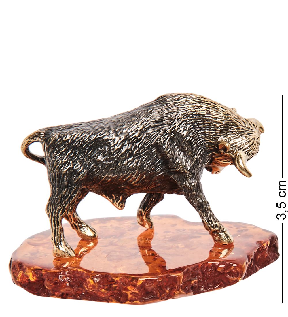 Народные промыслы AM- 964 Фигурка «Бык» (латунь, янтарь)