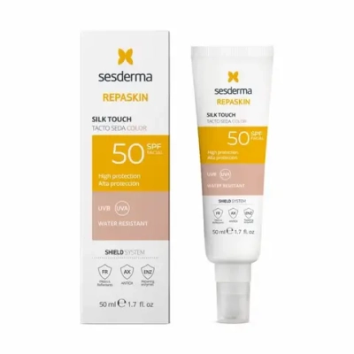 Repaskin Silk Touch Colour Facial Sunscreen SPF 50 Sesderma | Средство солнцезащитное с нежностью шелка с тонирующим эффектом для лица СЗФ 50