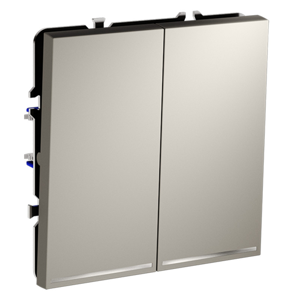 Выключатель встраиваемый VOLTUM S70 двухклавишный с подсветкой 10А, (кашемир)