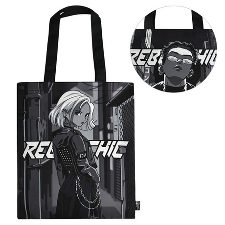 Сумка-шоппер ФЕНИКС Девушка в косухе 35*45 см полиэстер (69209)